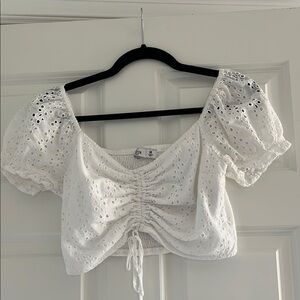 Hollister White crochet crop top